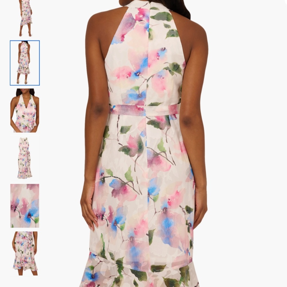 Adrianna Papell Floral Tie Belt High-Low Dress - Picture 2 of 16